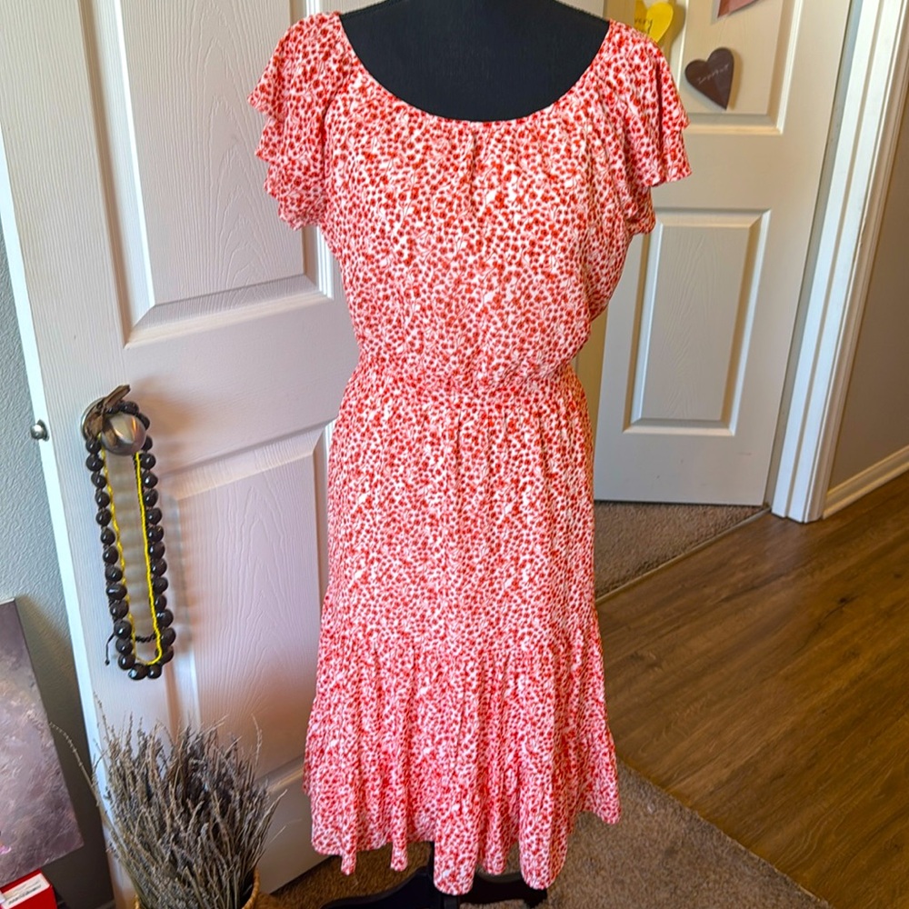 J Crew||Floral lined midi dress